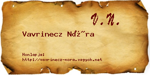Vavrinecz Nóra névjegykártya